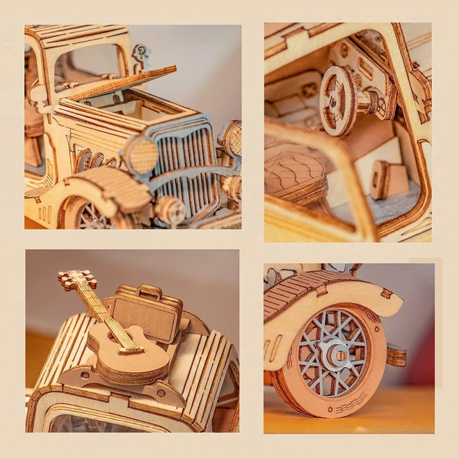 Samochód Vintage - nowoczesne 3D drewniane puzzle