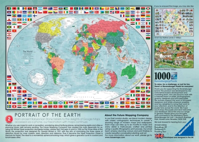 Puzzle kolorowa mapa świata 1000 elementów