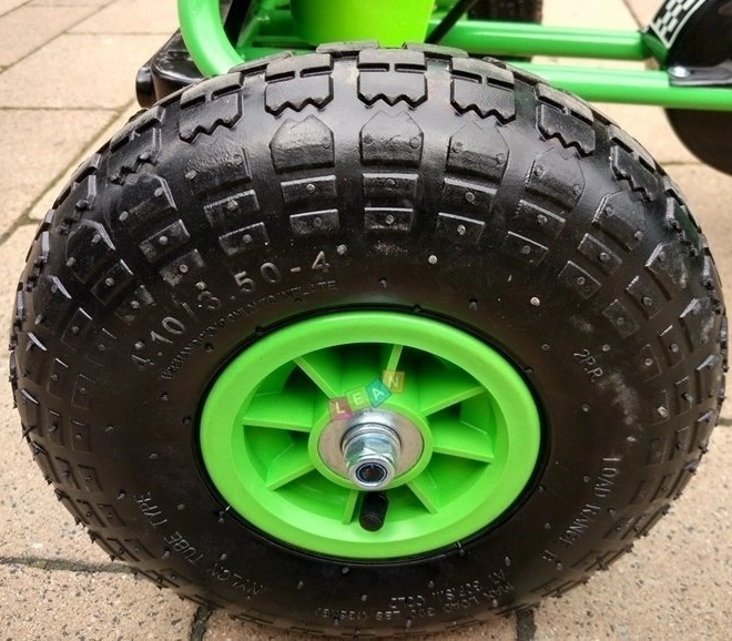 Pedałowy gokart powietrzny + Nadmuchiwane opony + Regulowane siedzenie – Zielona