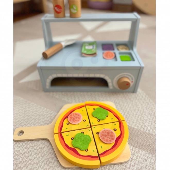 Tooky Toy drewniany zestaw do pizzy z dodatkami