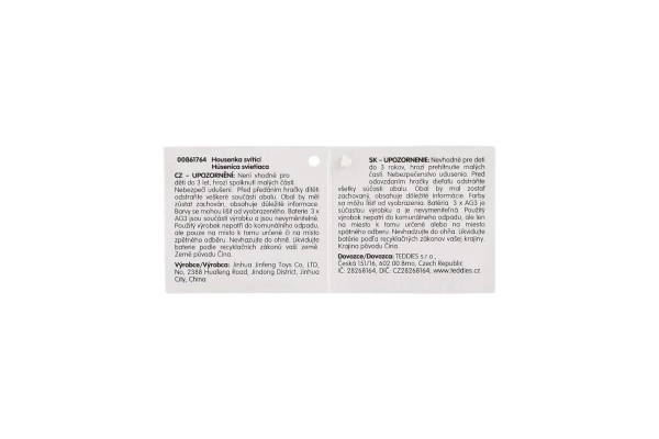 Gąsienica antystresowa silikonowa 30cm na baterie z oświetleniem 4 kolory w woreczku 12 sztuk w pudełku