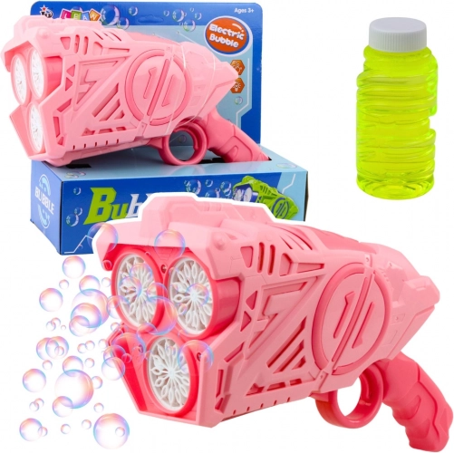 Pistolet do baniek mydlanych z diodami LED, różowy
