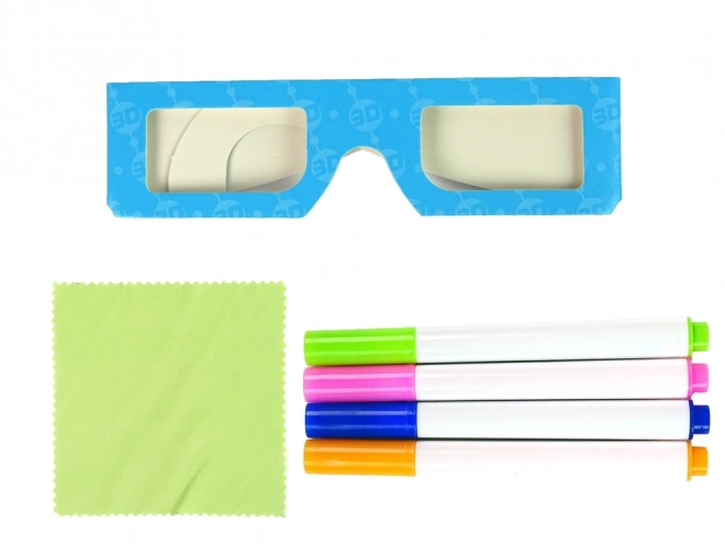 Magiczne oświetlane 3D okulary na tablicy niebieskie