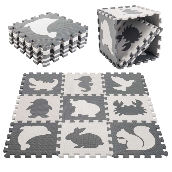 Kontrastowe piankowe puzzle ze zwierzętami - 9 sztuk