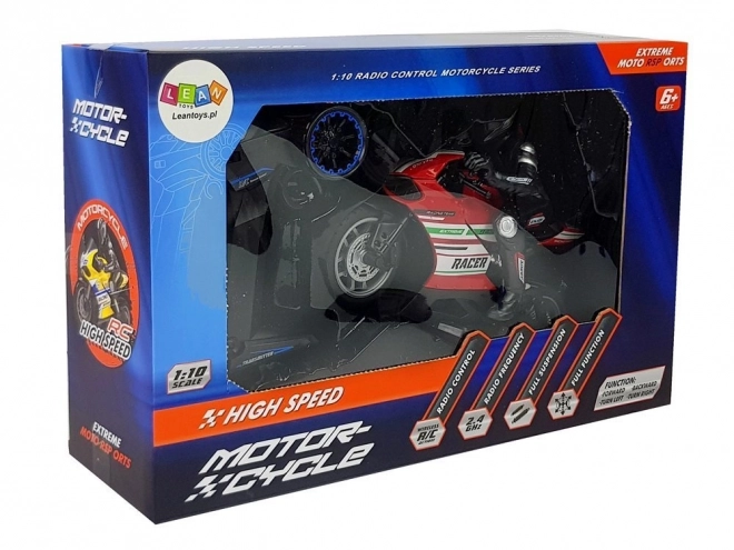 Sportowy motocykl wyścigowy zdalnie sterowany 2.4G Zasięg 35m Czerwony