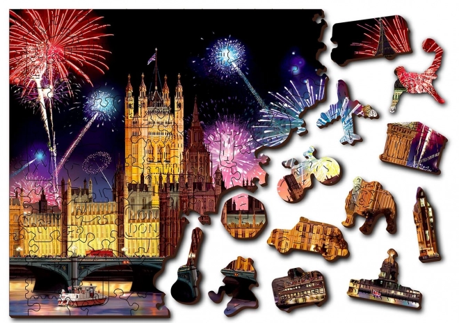 Drewniane puzzle Nocny Londyn 2w1