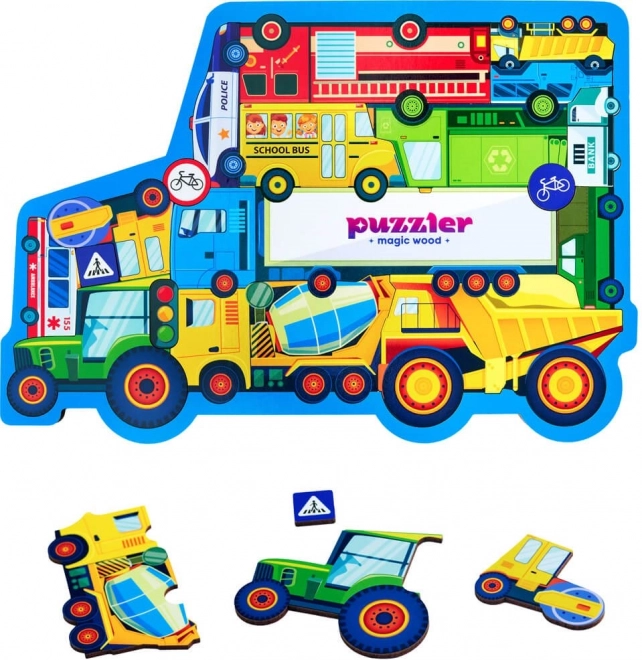 WOODLIKA Drewniane puzzle Świat środków transportu 18 elementów