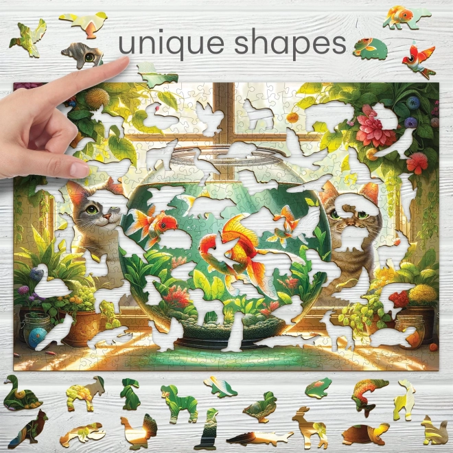 Drewniane puzzle Koty i rybki 505 elementów