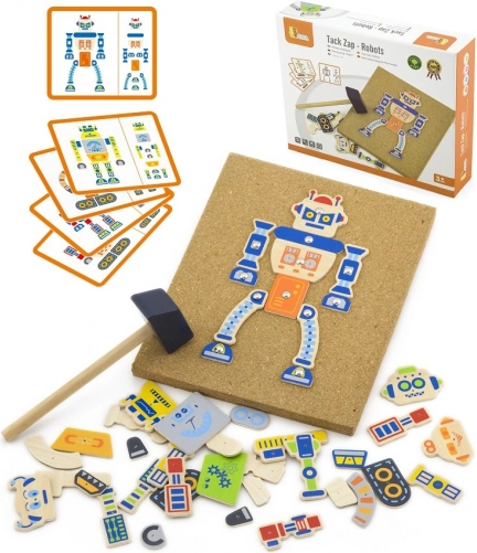 Drewniana korkowa przybijanka roboty 45 elementów VIGA Montessori