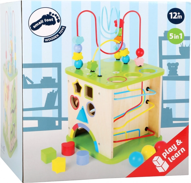 Small Foot Drewniana wkładkowa kostka motoryczna z labiryntem-5w1
