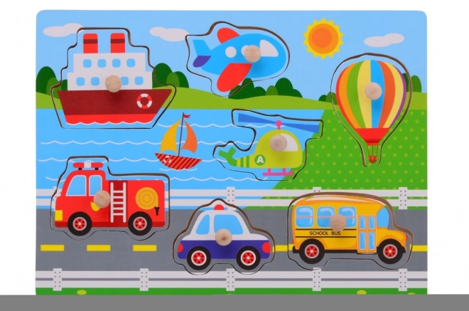 Drewniane puzzle z uchwytem małe