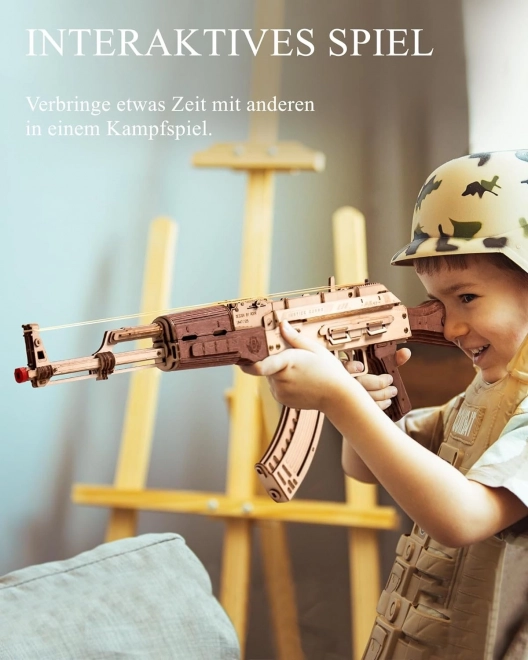 RoboTime 3D Drewniane mechaniczne puzzle Karabin szturmowy AK-47