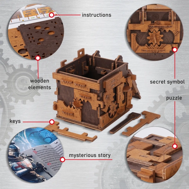 Drewniane puzzle box gra ucieczkowa 149 kawałków