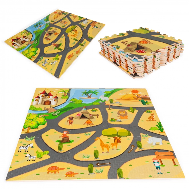 ECOTOYS Piankowe puzzle Safari z brzegiem