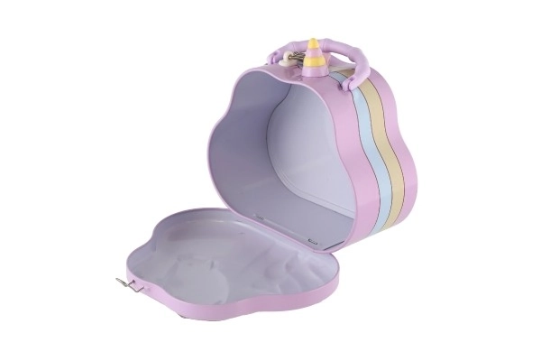 Skarbonka torebka jednorożec metalowa z zamkiem 15x14cm 3 kolory w plastikowym pudełku