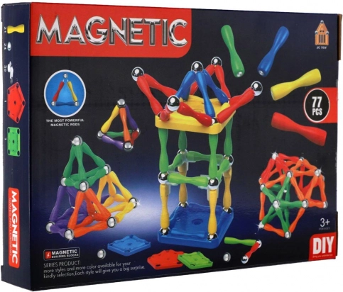 magnetyczna układanka konstrukcyjna 77 elementów plastik/metal