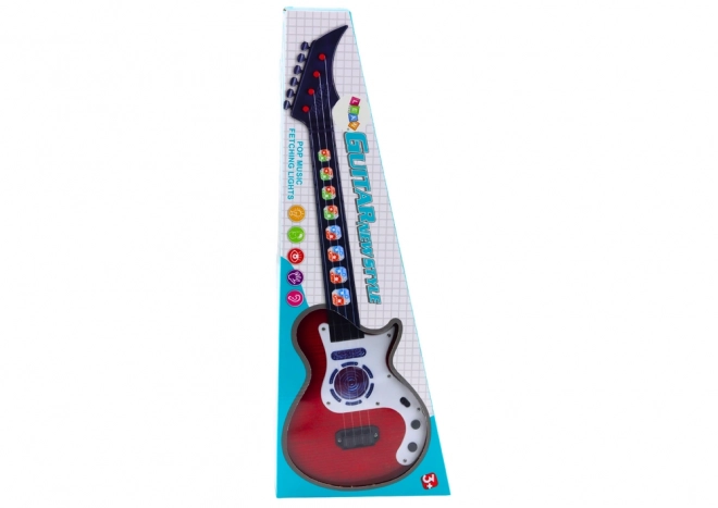 Elektryczna gitara dla dzieci ze światłami i melodiami czerwona