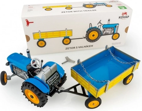 Blaszany traktor ZETOR z przyczepą na kluczyk 1:25