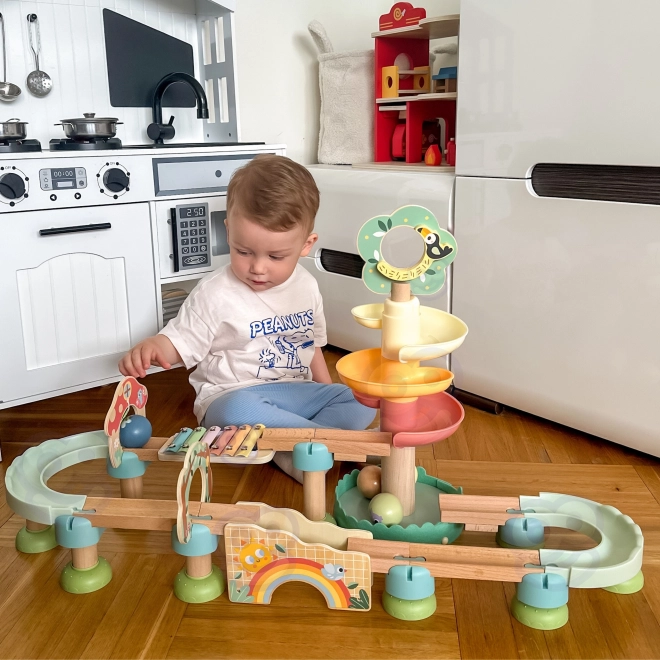 Drewniana kulkowa ścieżka z ksylofonem Tooky Toy 44 szt.