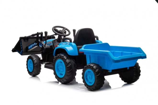 Elektryczny dziecięcy traktor z łyżką niebieski