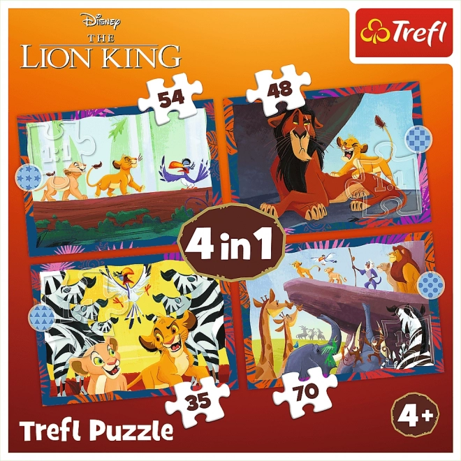 TREFL Puzzle Odważny Król Lew 4w1 (35,48,54,70 elementów)