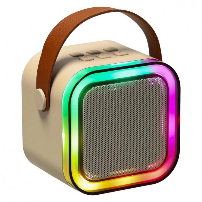 Zestaw Karaoke 2 mikrofony + przenośny głośnik BLUETOOTH USB LED kolor beżowy