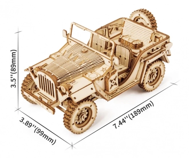 Wojskowy Jeep - 3D drewniane puzzle