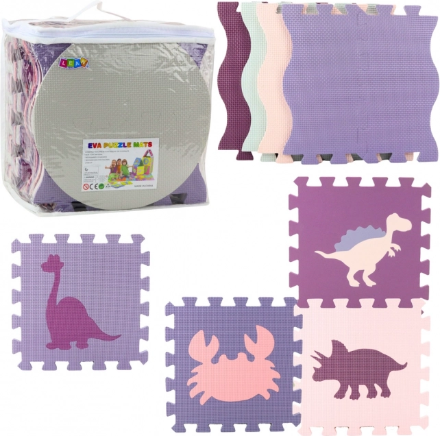 Miękka edukacyjna piankowa mata Puzzle Różowa Fioletowa 25 szt.