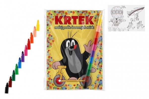 Kolorowanki Krtek A5 - Maluj według kolorowych kropek z kredkami woskowymi