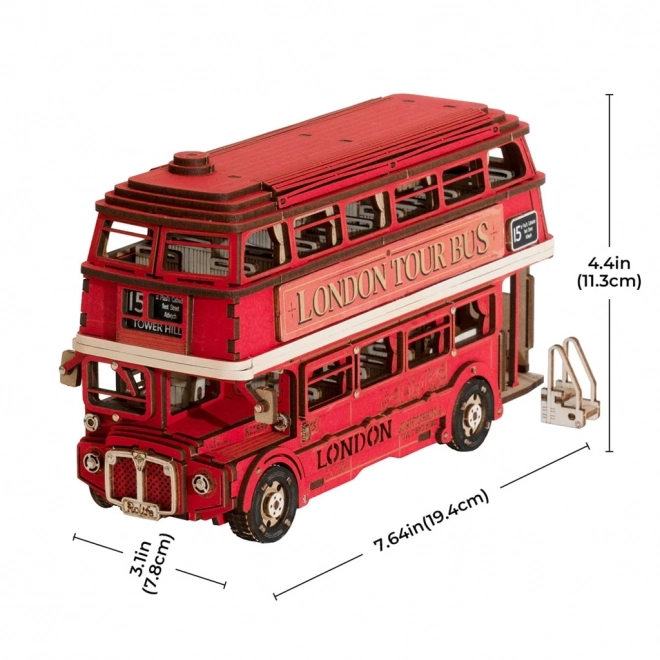 3D drewniana układanka londyński piętrowy autobus