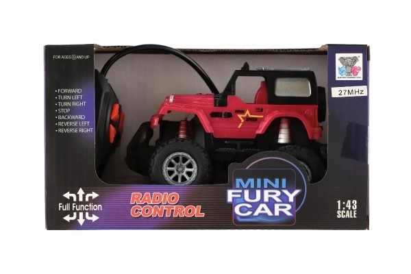 Auto RC terenowe 14cm plastik 27MHz na baterie ze światłem w pudełku 20x11x10cm