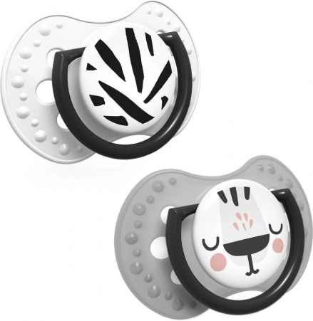 Silikonowy dynamiczny smoczek LOVI Salt & Pepper 6–18 m, zestaw 2 szt.