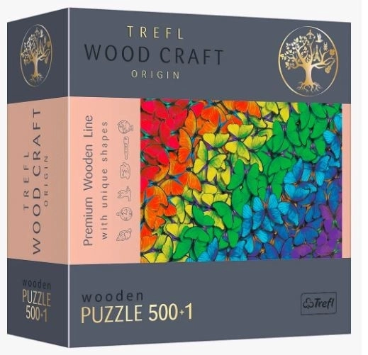 Drewniane puzzle Trefl Wood Craft Tęczowe motyle 501 elementów