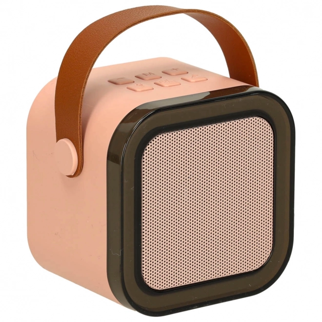 Zestaw karaoke 2 mikrofony + przenośny głośnik BLUETOOTH USB LED różowy