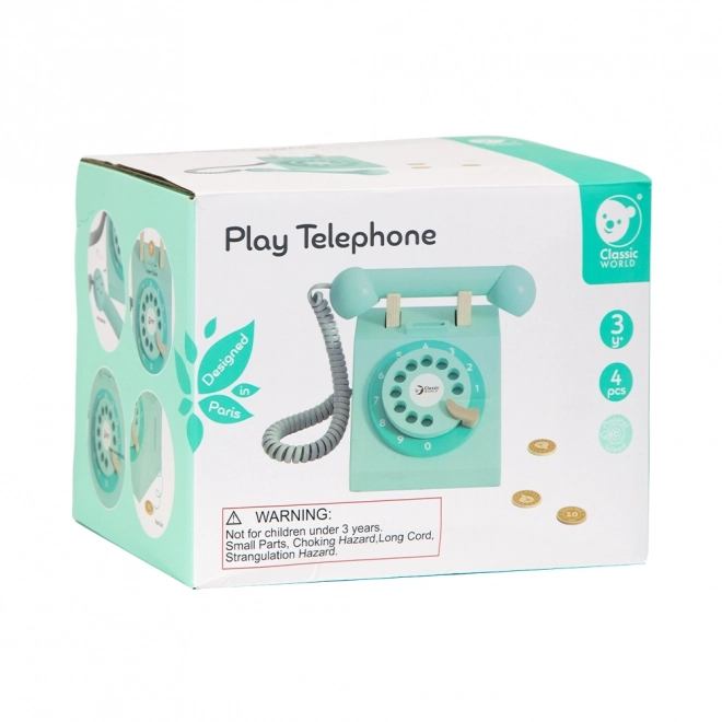 Klasyczny drewniany telefon dla dzieci