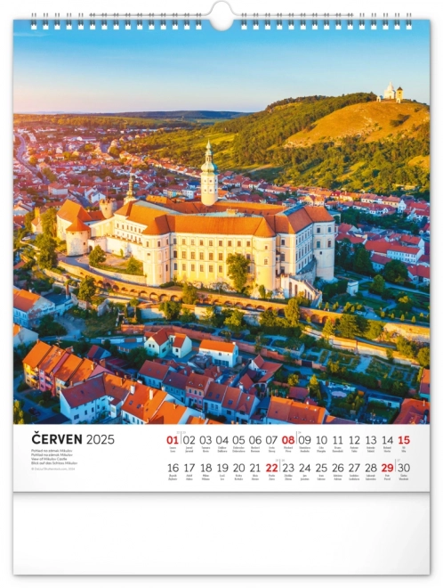 NOTIQUE Kalendarz ścienny Republika Czeska 2025, 30 x 34 cm