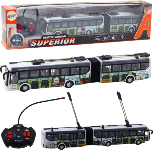 Zdalnie sterowany miejski trolejbus z lampami LED