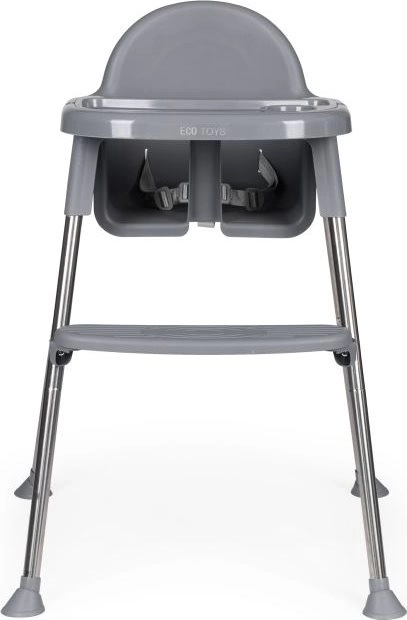 ECOTOYS Krzesełko do karmienia 2w1 szare