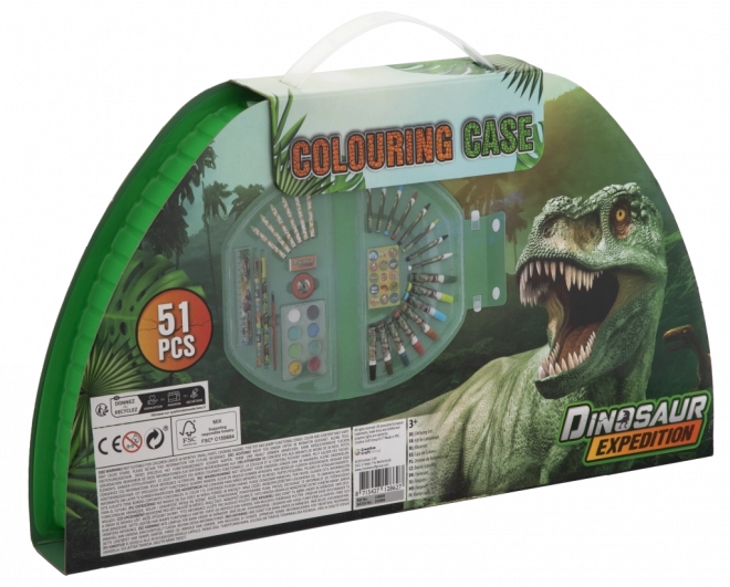 Malarski kuferek półokrągły Dino – 51 elementów