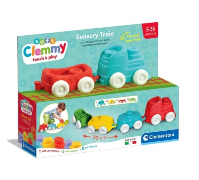 CLEMENTONI Soft Clemmy Sensoryczny Pociąg z Klockami
