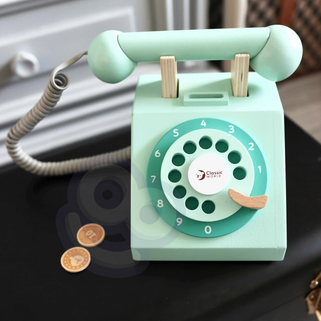 Klasyczny drewniany telefon dla dzieci