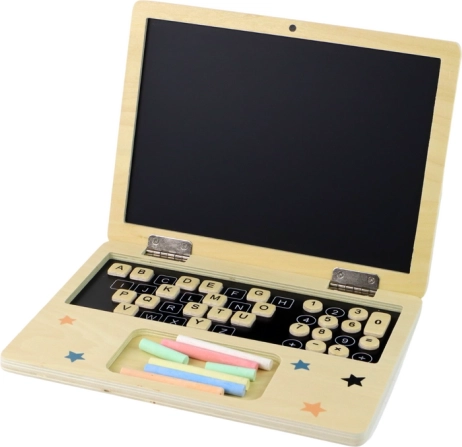 Drewniany notebook – tablica z kredą i alfabetem