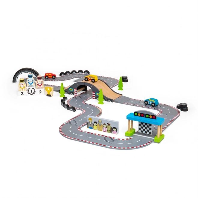 Bigjigs Rail Drewniana autostrada dzień wyścigu