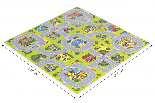 Duża piankowa mata EVA dla dzieci Miasto 90,5x90,5 cm 21 szt. ECOTOYS