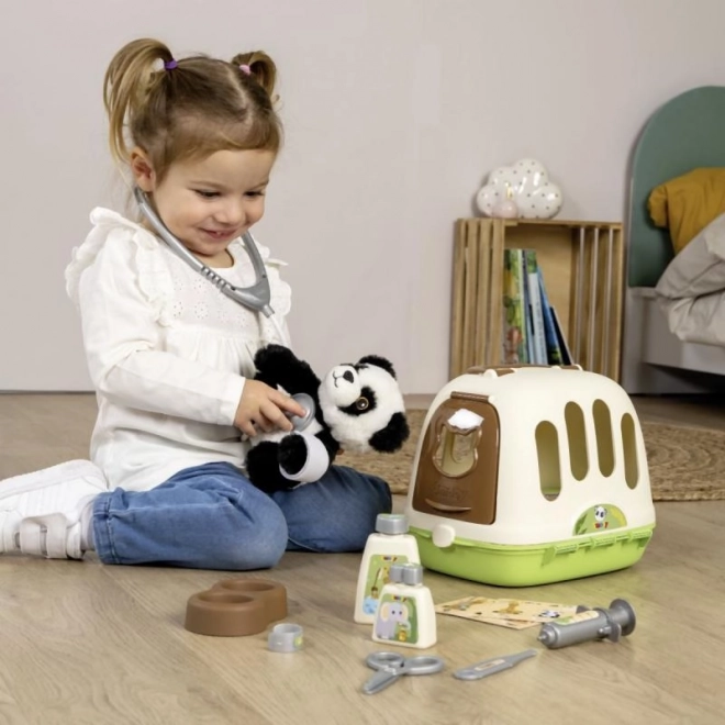 Weterynaryjny zestaw z panda i pudełkiem transportowym 2w1