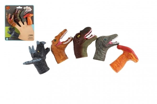 Pacynki palcowe dinozaury 5 szt. gumowe 6cm na karcie 16,5x20cm