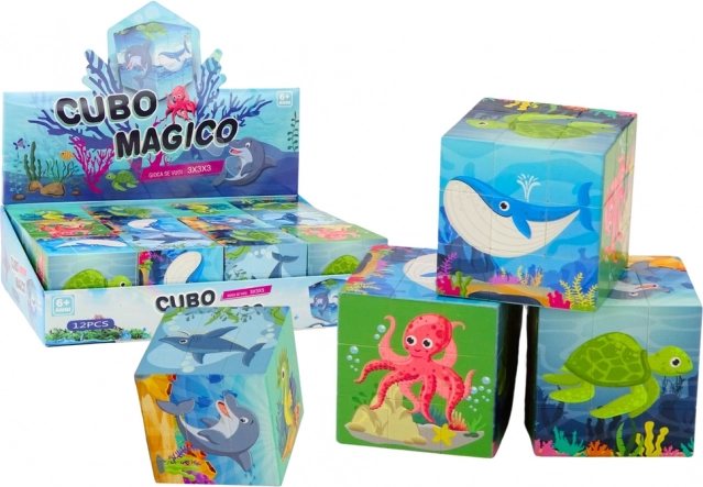 Magiczna kostka Edukacyjna układanka Morskie zwierzęta Gra puzzle