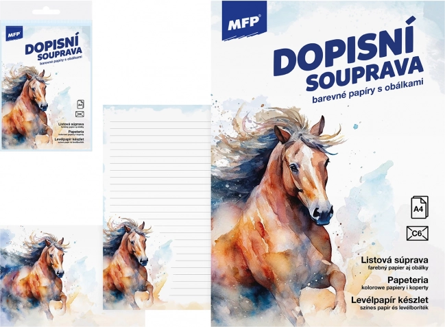 Papier listowy z motywem koni – kolorowy zestaw