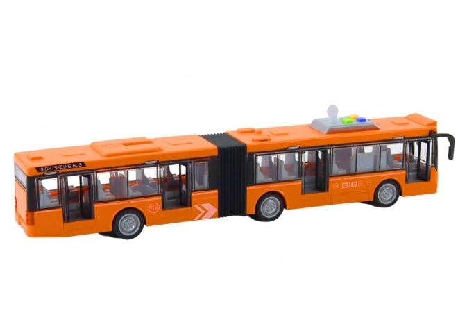Przegubowy autobus miejski 1:16 napęd światła dźwięki pomarańczowy