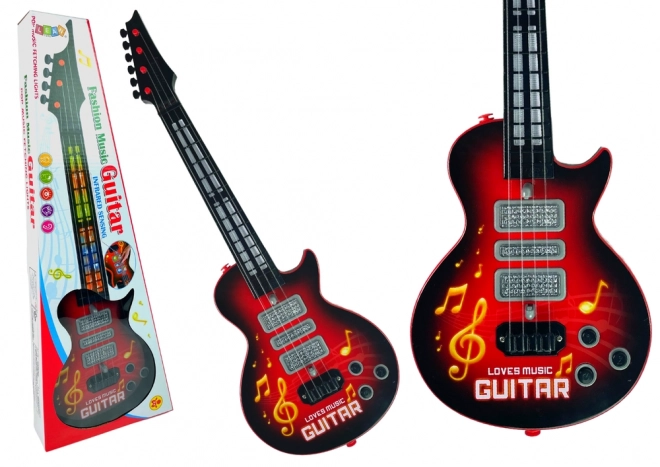 Elektryczna gitara z kolorowymi światłami Czerwona